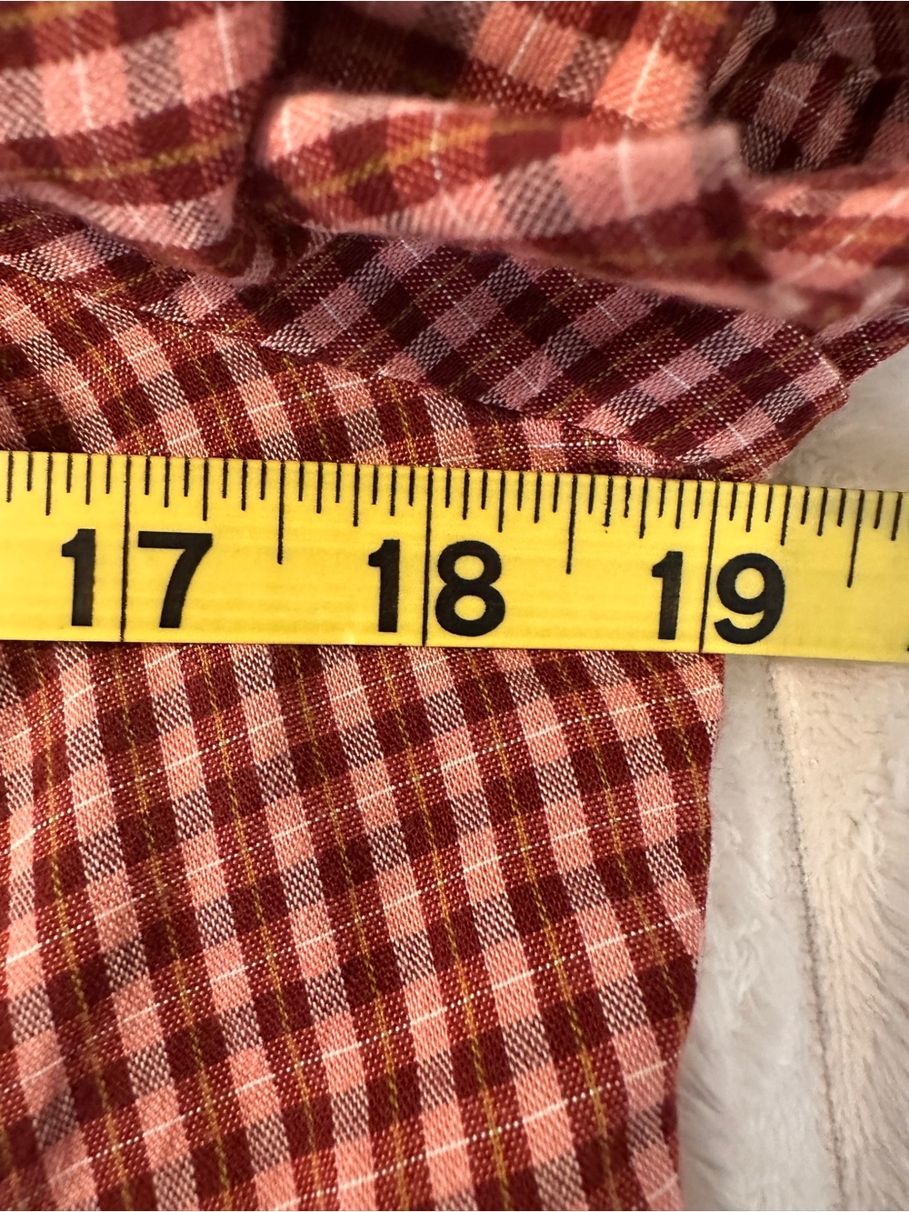 Old Navy Off the Shoulder Gingham Tiered Mini Dress in Rust Plaid - Picture 6 of 8